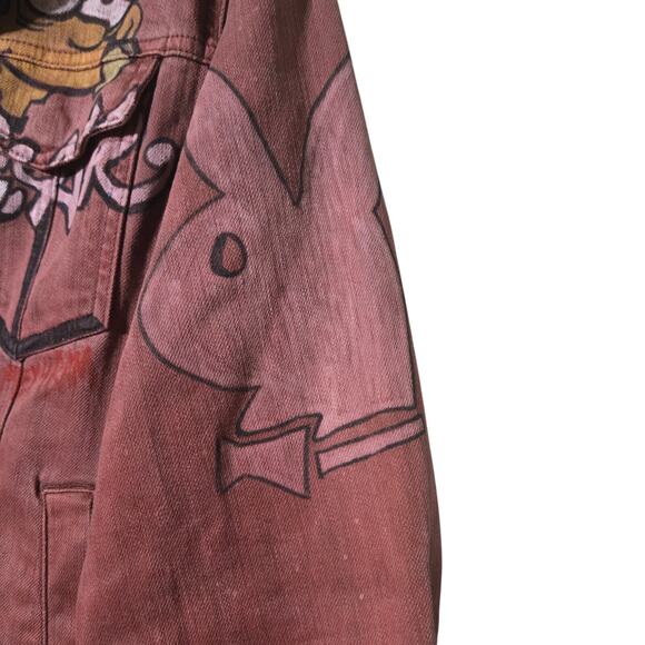 Joe's‎ Denim Jacket M Red Graffiti Street Art Bart Simpson Painted Brooklyn 1996 - Picture 8 of 15